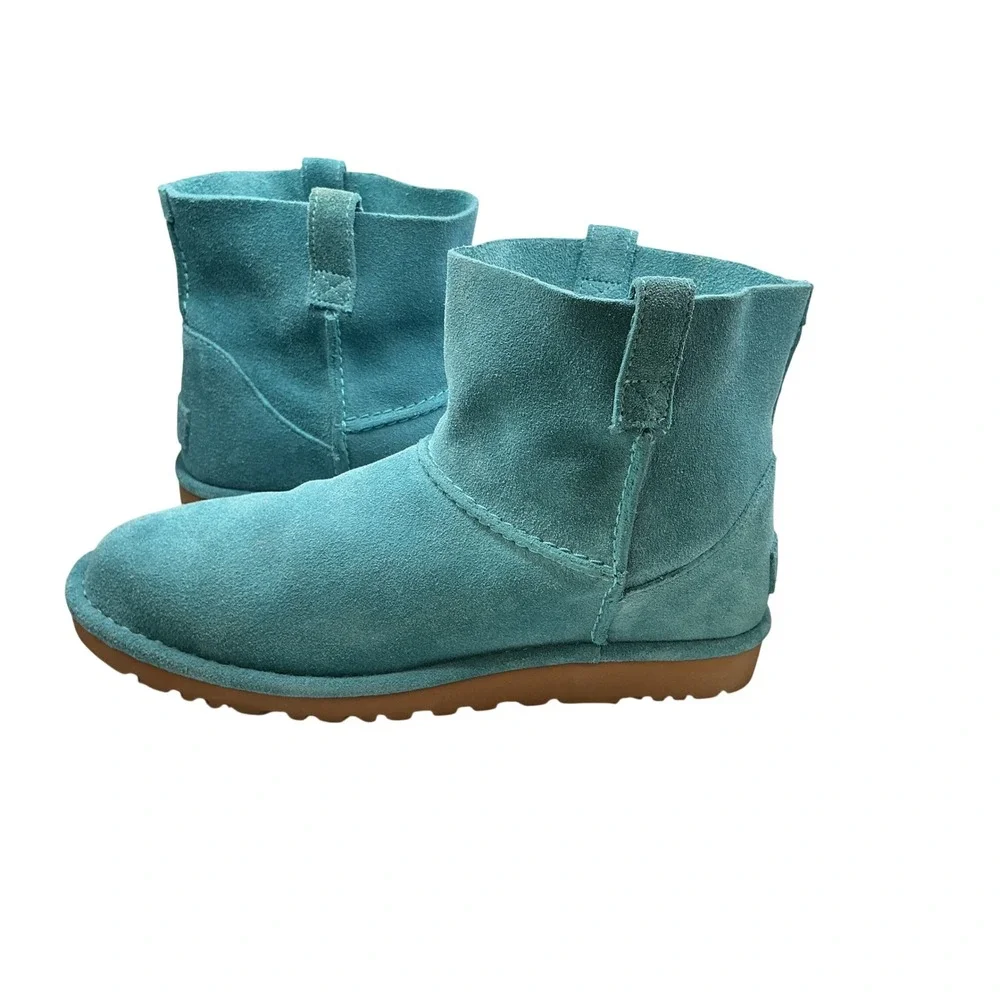 UGG Classic Mini Blue Teal Suede Sheepskin Ankle Boots 1017532 Womens Size 10